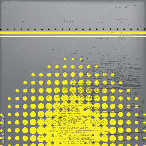 Grey and yellow background with circles