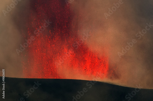 Volcano eruption. Mount Etna erupting