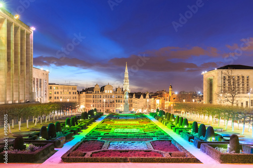 View of Brussels city center in the evening