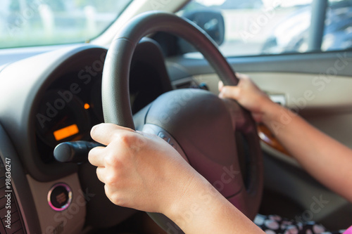 woman driving a car