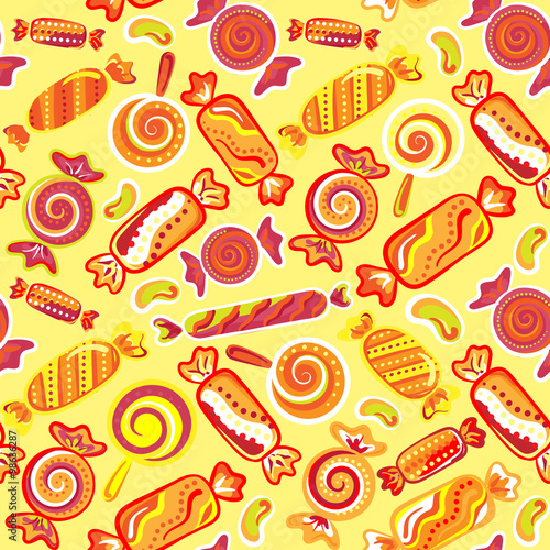 Seamless pattern vector  background with lollipops and candies. Vector seamless background with colorful candies.