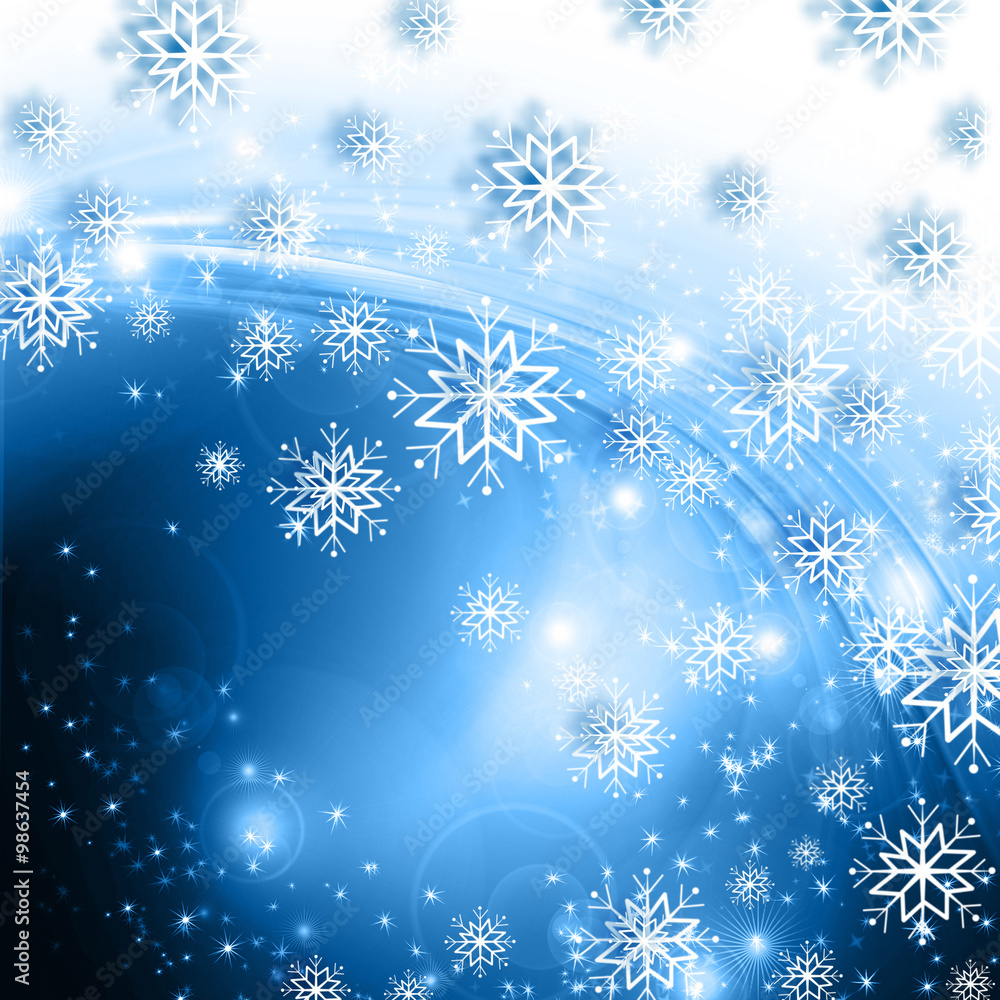 snowflakes and stars descending on background snowflakes and stars descending on background
