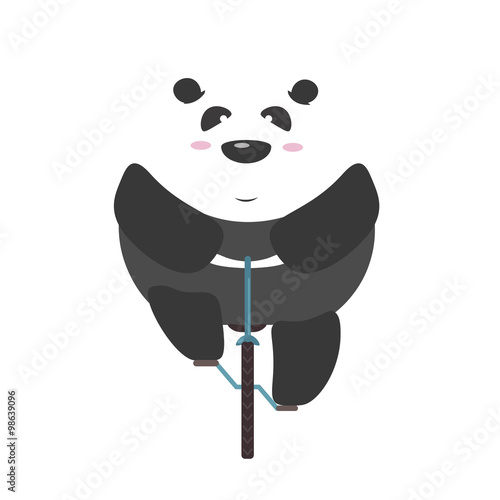 Fototapeta Naklejka Na Ścianę i Meble -  Thick giant panda rides bicycle forward