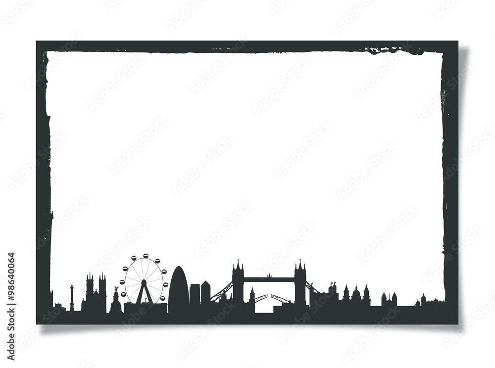 Grunge Photo Frame With Silhouette of London Grunge Photo Frame With Silhouette of London