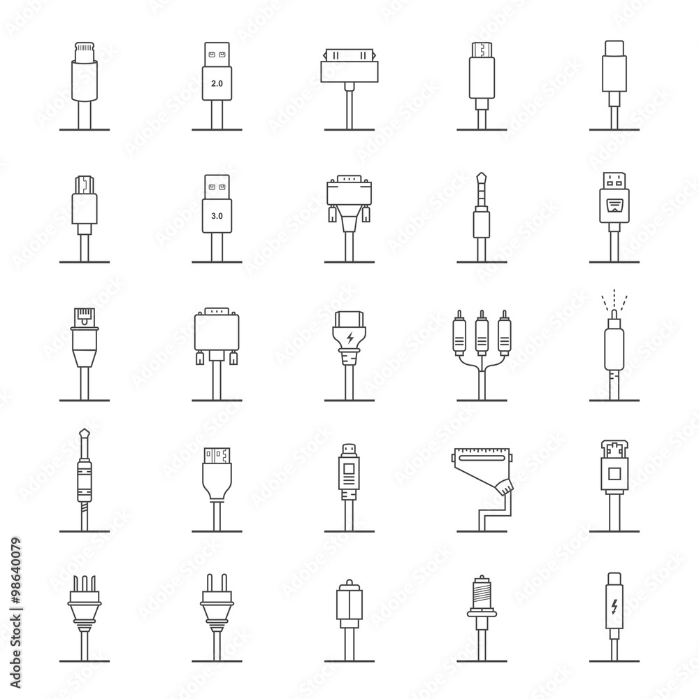 Vector Set Connectors for PC and Mobile Devices Vector Set Connectors for PC and Mobile Devices