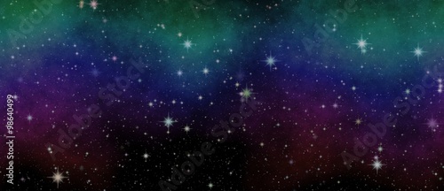 Fototapeta Naklejka Na Ścianę i Meble -  Panoramic looking into deep space. Dark night sky full of stars. The nebula in outer space.
