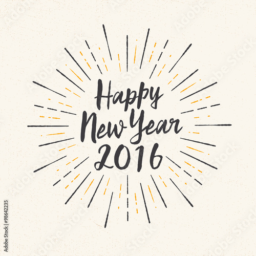 Handmade style greeting card - Happy New Year 2016 - Vector EPS10.
