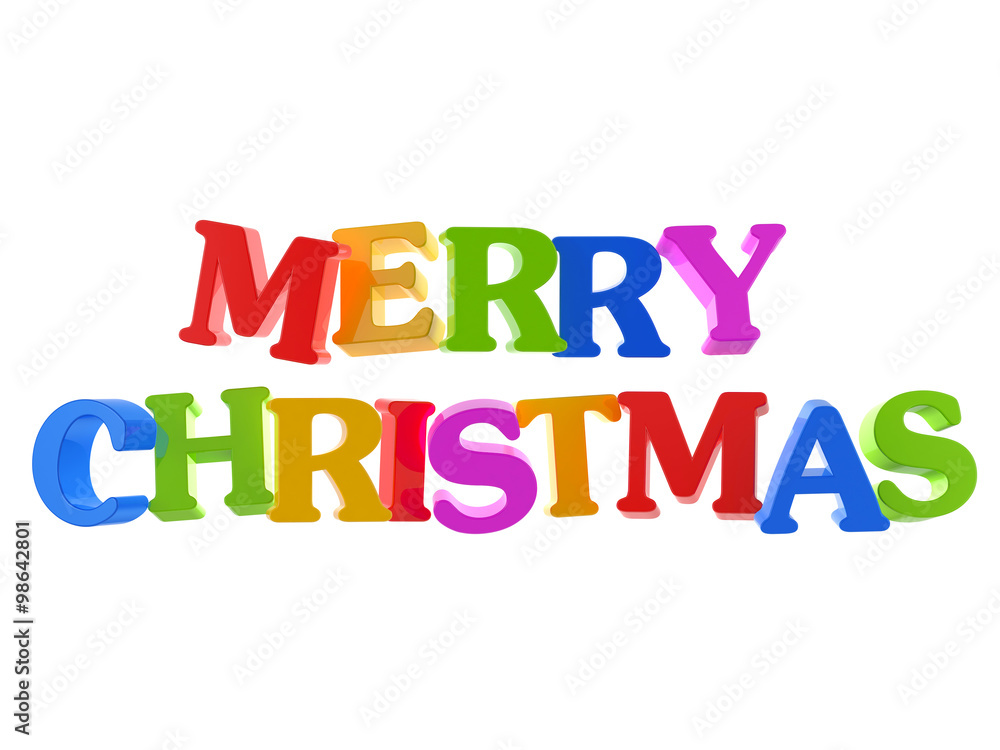 Merry Christmas - colored text isolated on white background Merry Christmas - colored text isolated on white background