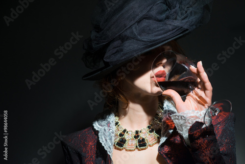 Photography Woman drinking red wine