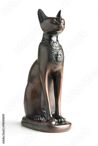 the statue of a cat on a white background