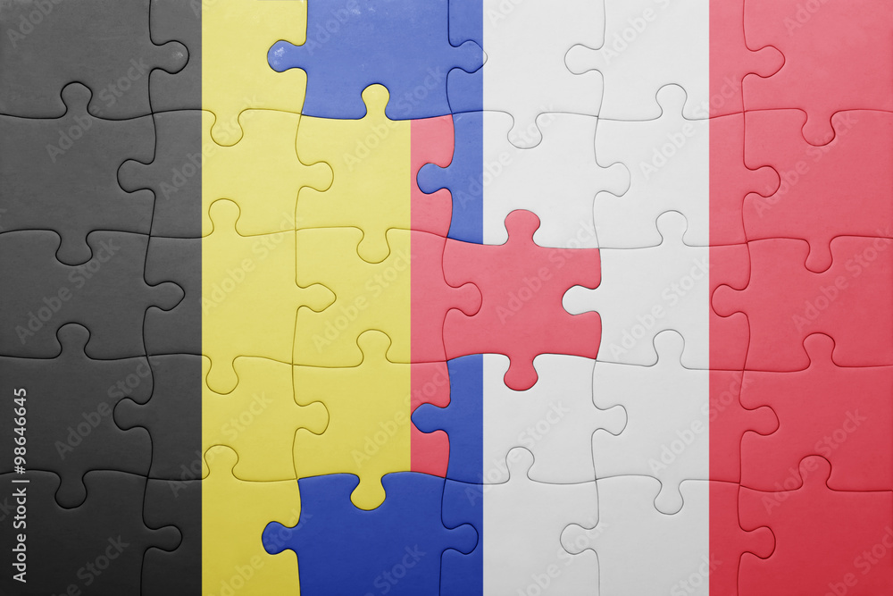 puzzle with the national flag of belgium and france puzzle with the national flag of belgium and france