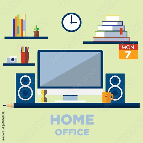Flat designed banners for web design. Home Office.