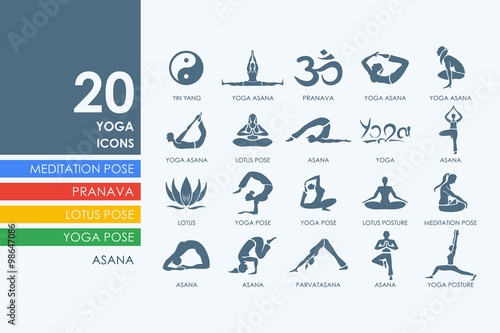 Set of yoga icons