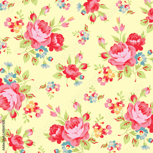 Floral pattern with pink rose