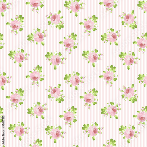 Pattern with pastel pink roses