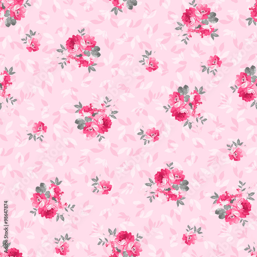 Floral pattern with  pink roses