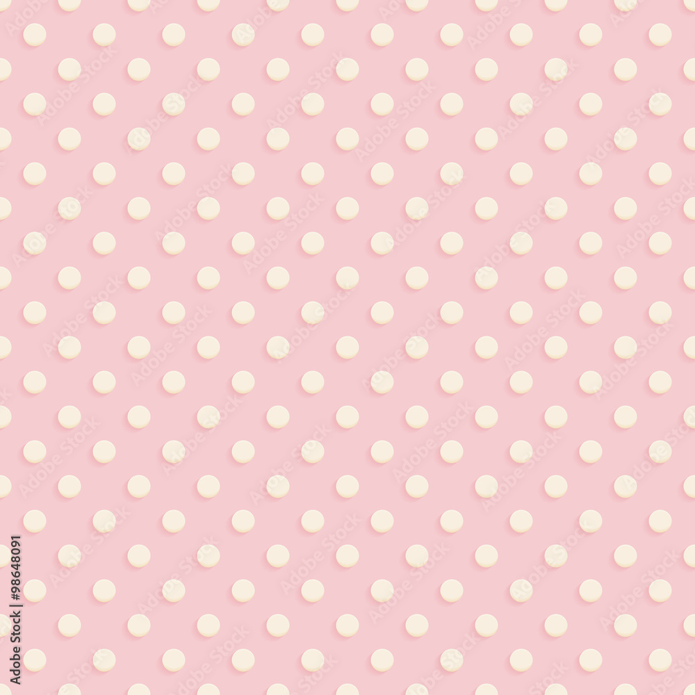 Seamless, Sweet Retro Polka-Dot Pattern, polka dot , baby shower background, pastel polka dot on pink background.