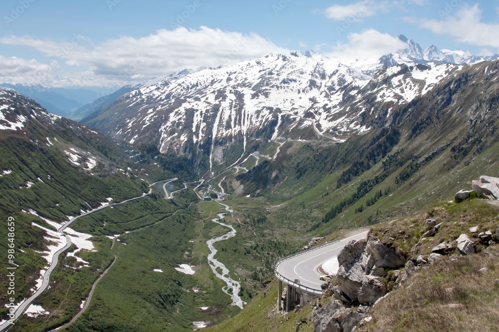 Mountain pass Furkapass and Susten Pass Switzerland