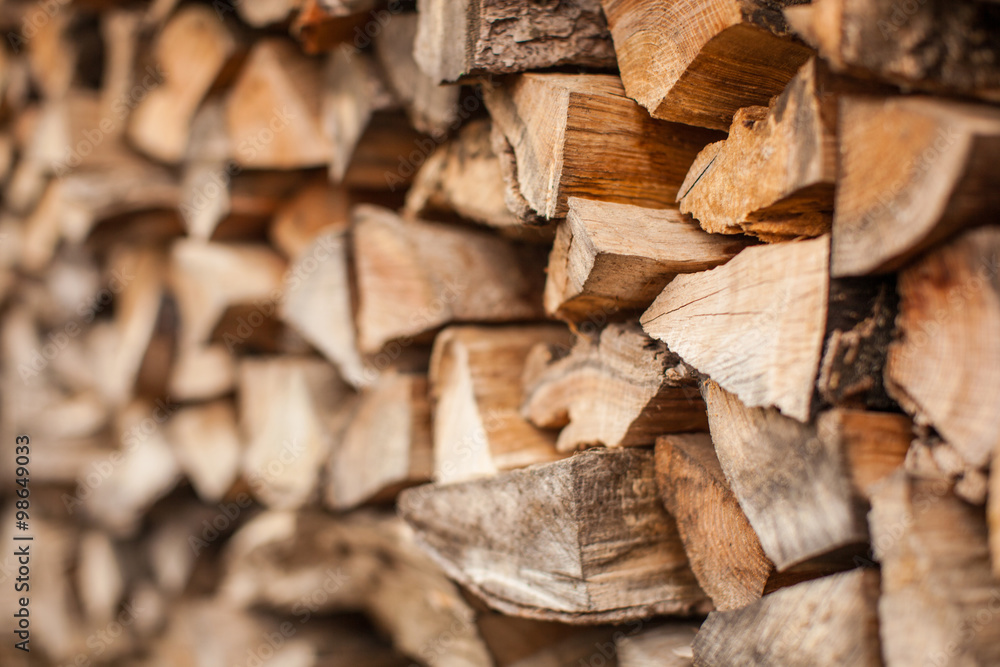 background of Heap firewood stack, natural wood background of Heap firewood stack, natural wood