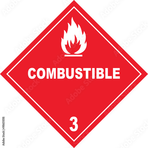 Combustible Warning Sign, Placard, warning symbol, stock photo