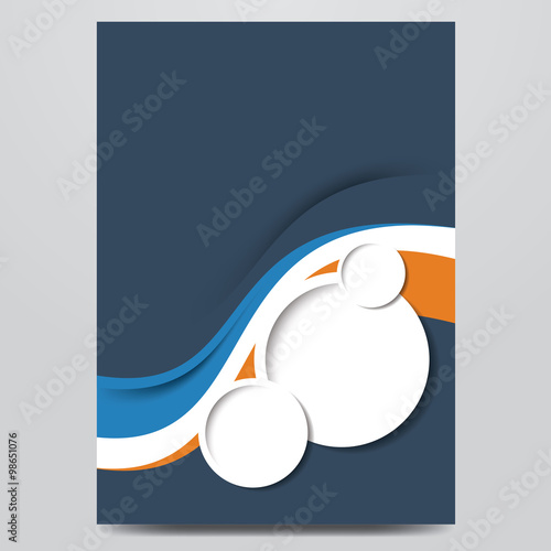 Flyer, brochure, annual report, magazine vector template. Modern blue and orange corporate design.