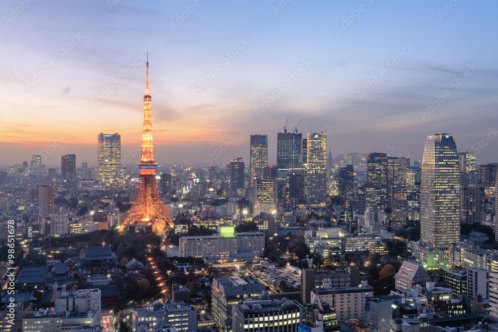  Night view of Tokyo Skylines.Tokyo  is both the capital and largest city of Japan. The Greater Tokyo Area is the most populous metropolitan area in the world.