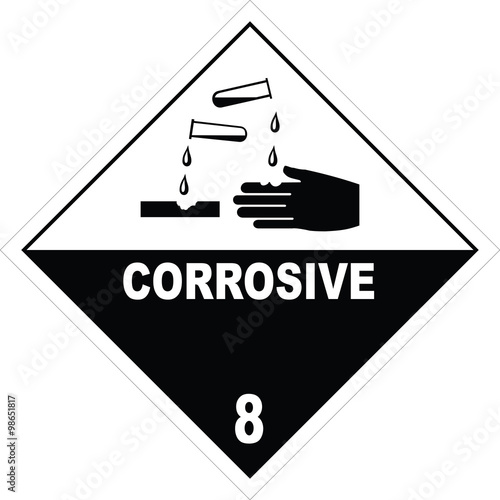 Photography Corrosive warning sign, warning symbol, stock photo