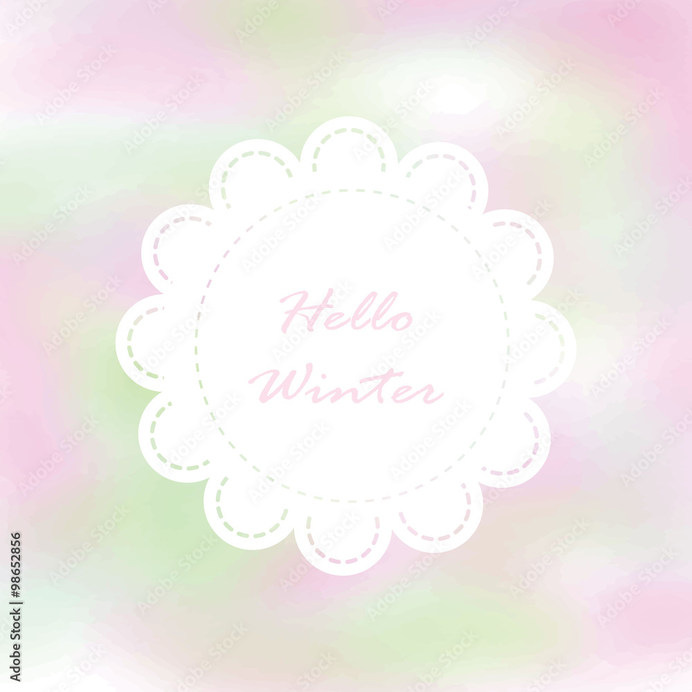 Light white green pink love pastel background in winter