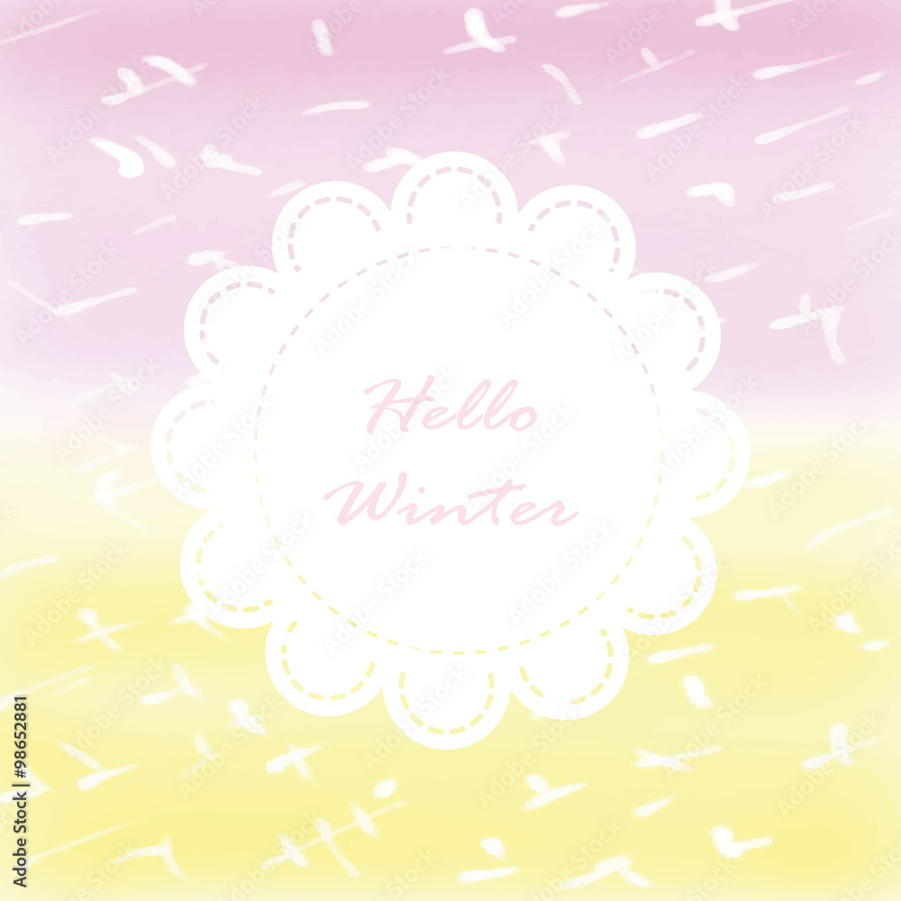 Light white yellow pink love pastel background in winter