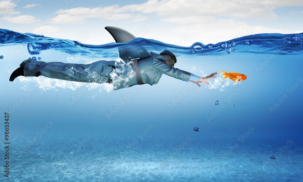Naklejka premium Shark of business world