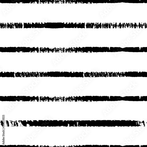 Hand drawn striped seamless pattern. Monochrome or black white horizontal dry brush strokes texture. Hand painted  background.