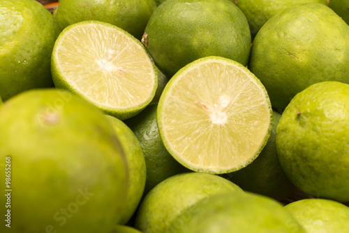 Group of Lemons in a Basket.