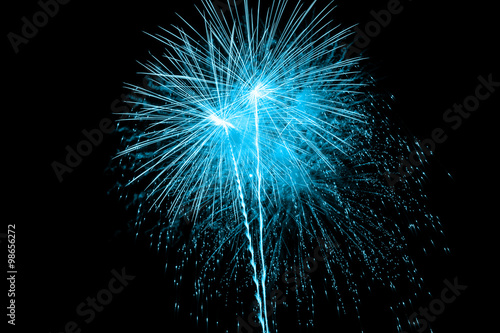 Blue firework on black