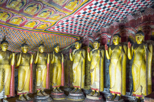 Sri Lanka, Danbulla, Buddah statues in the inside of the Rock Temple