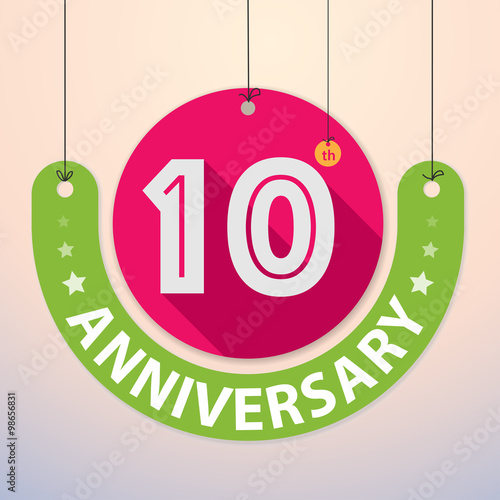 10th Anniversary - Colorful Badge, Paper cut-out