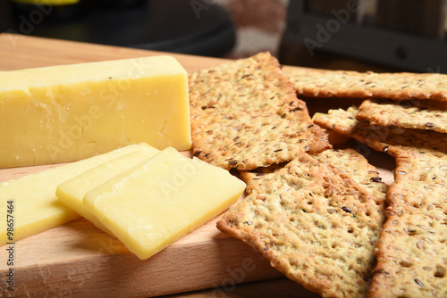 White cheddar cheese and crackers