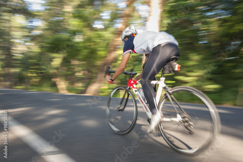 Riding bicycle blur motion on road