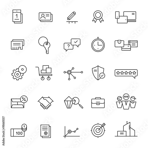 Icons for landing pages and online shops. Thin lines.