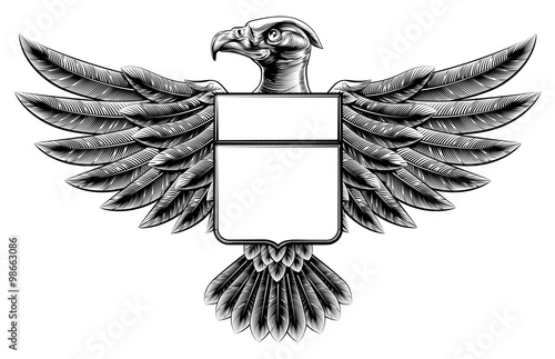 Woodcut Eagle Shield
