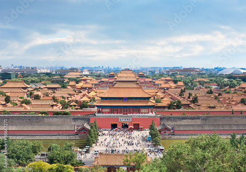 Palace Museum against a cloudy blue sky, Beijing, China