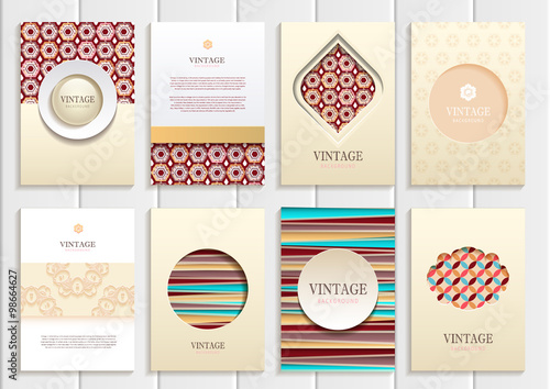 Stock vector set of brochures in vintage style
