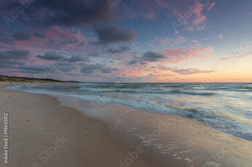 Baltic sea coast at picturesque sunset in Rowy  near Ustka  Poland