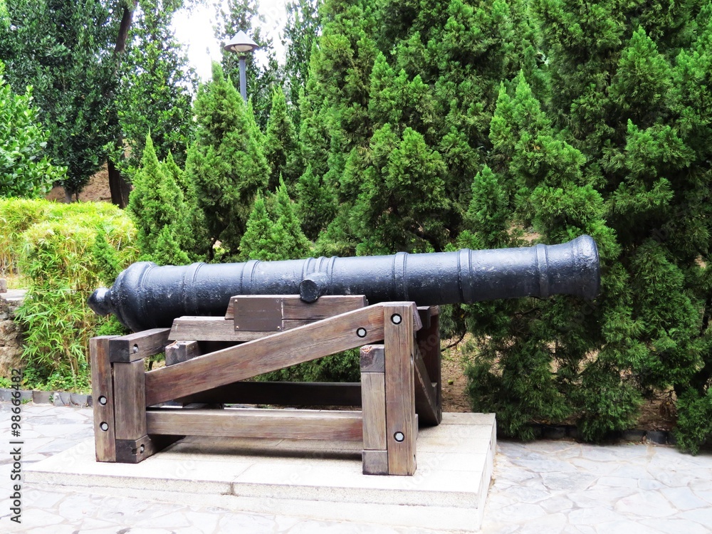 Kowloon Walled City Park ancient building cannon
