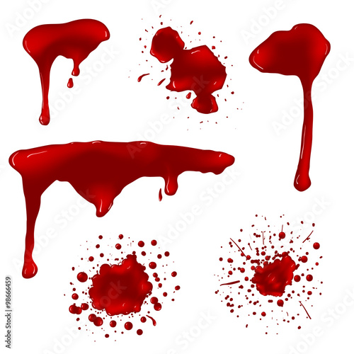 Realistic blood splatters vector set