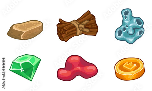 Resources For Games Icons Vector Set