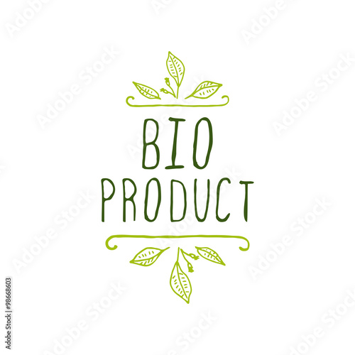 Bio product - label on white background.