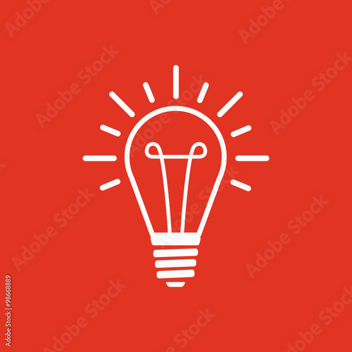 The lightbulb icon. Illumination symbol. Flat