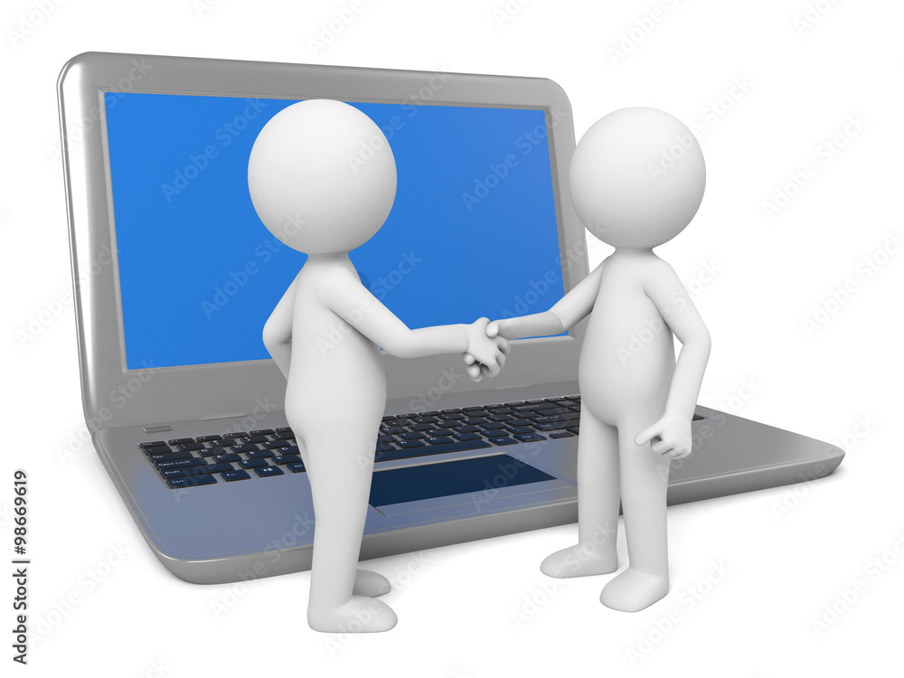 The two 3D people are shaking hands The two 3D people are shaking hands