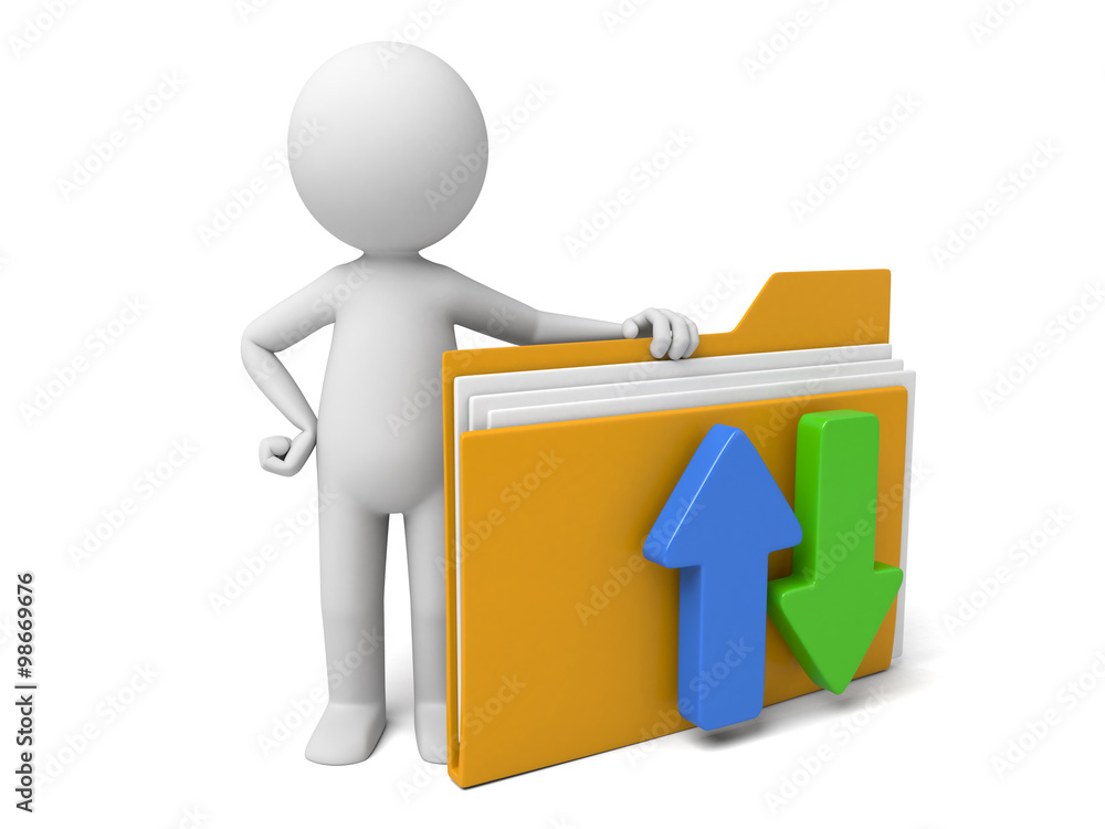 The 3D guy and a document folder The 3D guy and a document folder
