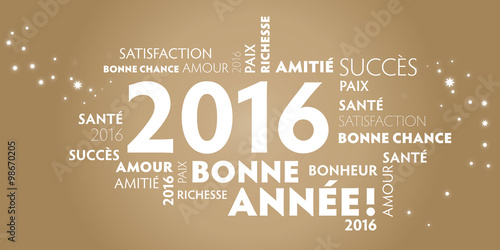 Carte de voeux – bonne année 2016 - dorée.